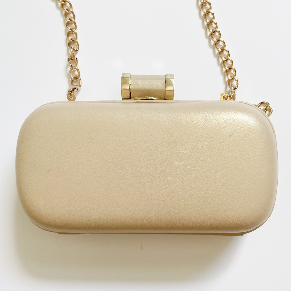 Halston Heritage Gold Leather Wristlet Clutch - Picture 3 of 5